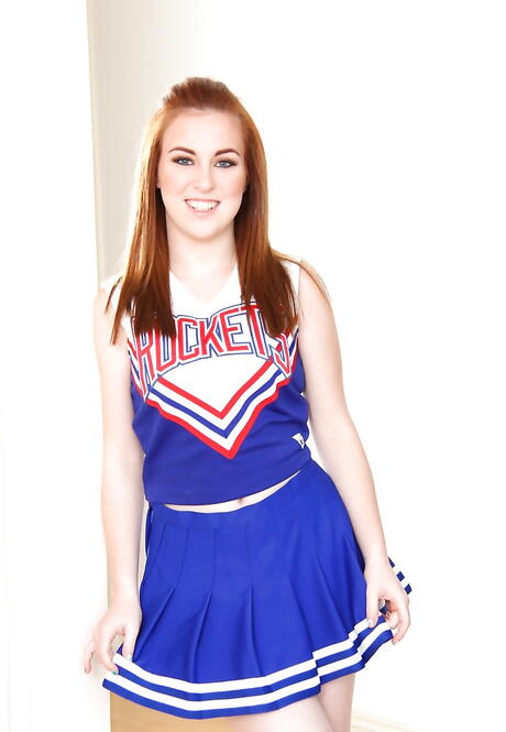 Foxy redhead teen Jessie Parker in sexy undies showing small tits and spreading her legs 